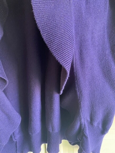 Linda Matthews Women’s Open Ruffled Long Line‎ Cardigan Sweater Sz M - Picture 4 of 6